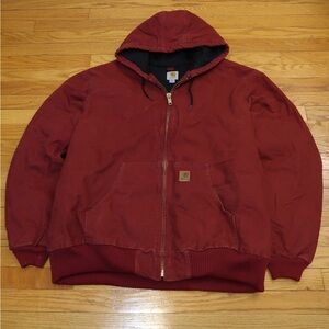 Vintage Carhartt J130 DKR Active Jacket Dark Red Burgundy QuiltedLined Size 2XLT